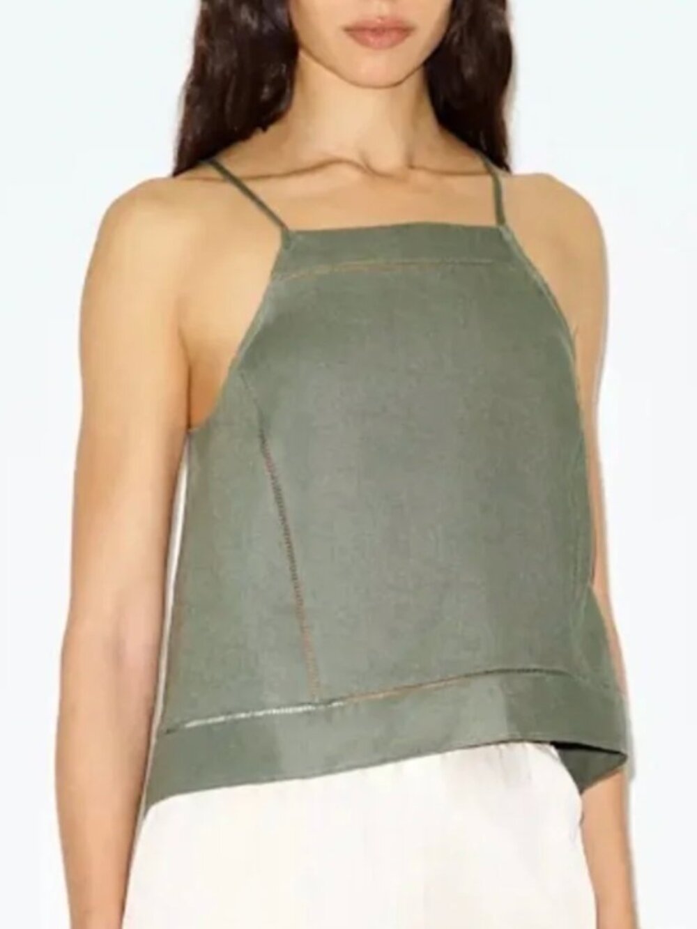 Reformation Olive Linen Dario Top, size M